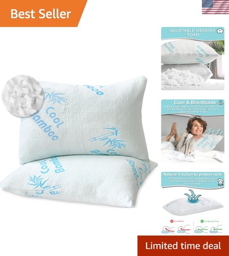 Cool Rayon of Bamboo Pillows 2 Pack Queen Size 20"x30" for Sleeping, Soft Shr...