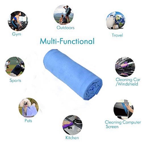 iLett 2er Pack Mikrofaser Sport Gym Handtuch BLAU PINK GRAU mit Netzbeutel 16x48 Zoll - Bild 8 von 19