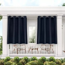 Set of 2 Indoor/Outdoor Solid Cabana Grommet Top Curtain Panels