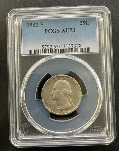 1932-S Washington 90% Silver Quarter PCGS AU-53, Key Date, Low Mintage Coin