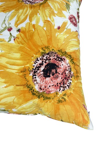 Pottery Barn Decorative Pillow Sunflower Feather Filled 18x18  Watercolor Bright - Picture 6 of 13