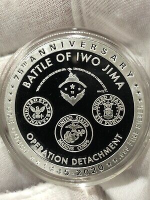 軍隊999シルバーメダル 硫黄島 米海軍 海兵隊 記念レア 1 oz .999 Silver Battle of IWO JIMA 75th anniversary WW2