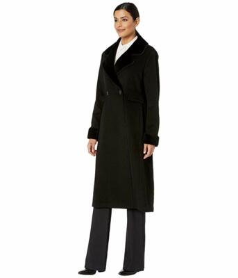 LAUREN Ralph Lauren Two-Button Maxi Wool in Black Size M