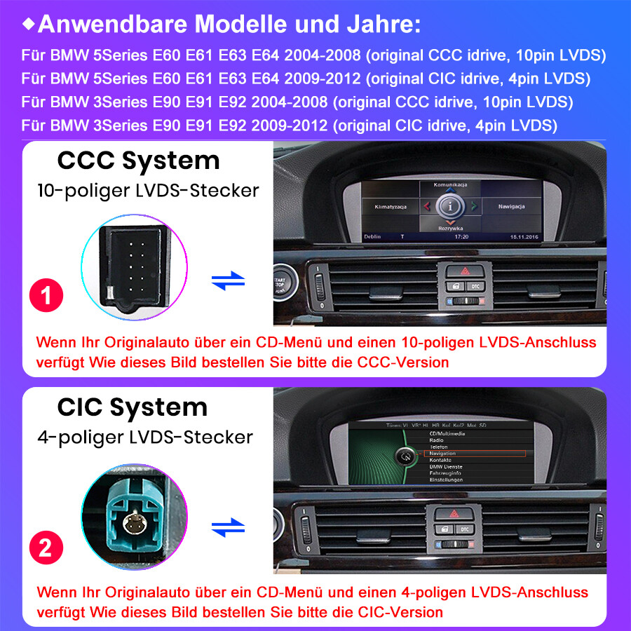Für BMW E60 E61 E90 E91 CCC CarPlay Android auto USB GPS Navi Autoradio SWC FM