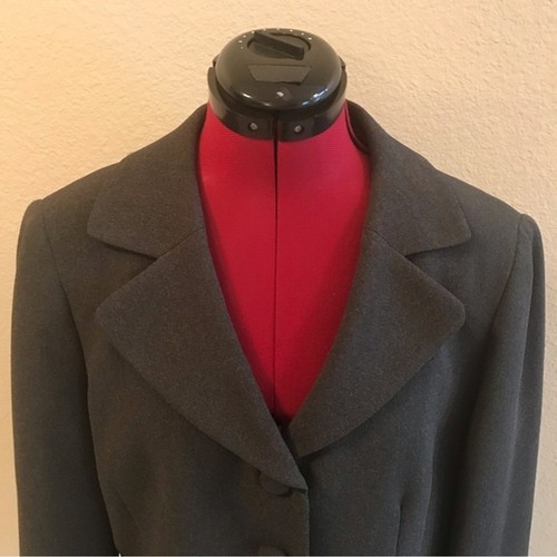 Kate Hill Blazer Women's Size 12 Gray Three-Quarter Length Sleeve Button Closure - Picture 9 of 12