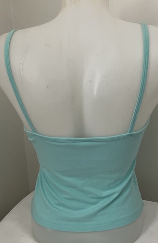 Moda International Crop Tank Top with Built-in Padded Bra Aqua Blue Medium - Picture 4 of 6