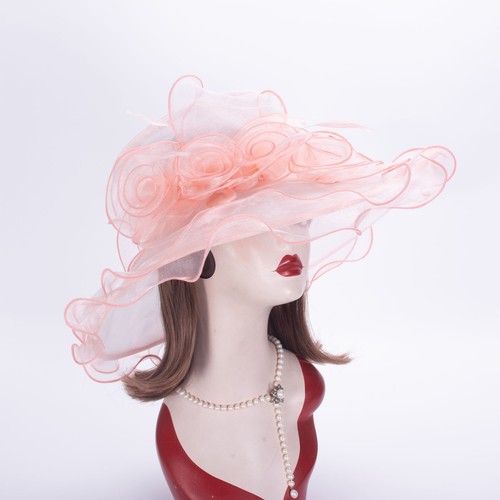 A341 Women Wide Brim Kentucky Derby Dress Sun Floral Hats Floppy Church Wedding - Picture 121 of 136