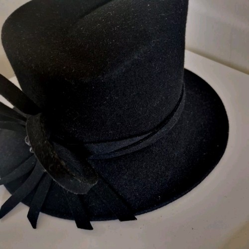 Womens wedding hat The NICHE COLLECTION Black 100% Wool Bow Worn Once Excellent - Picture 5 of 12