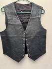 Black Leather Biker Vest Size Medium