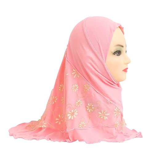 2-6year Muslim Hijab Cap Girls Flowers Headscarf Islamic Wrap Shawls Underscarf - Picture 20 of 32