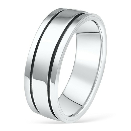 Ring Partnerring 9 mm Doppel Linie Schwarz 925er Silber Geschwärzt Damen Herren - Bild 3 von 56