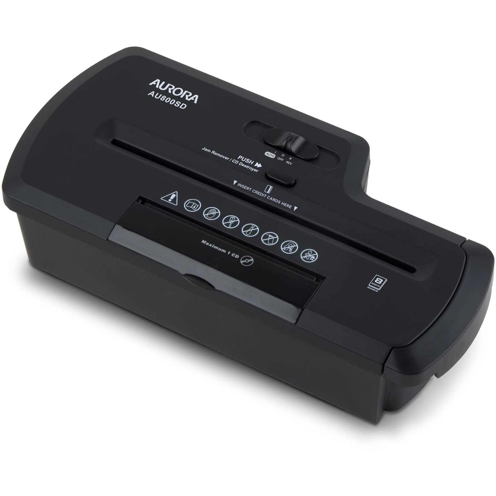 Aurora 8-Sheet Strip-cut Paper Shredder, CD Destroyer, without Basket-image