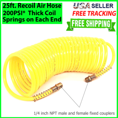 Polyurethane Recoil Air Hose Interstate Pneumatics HR76-010 - 3/8 Inch X 10 Feet, Clear Blue, 200 PSI Recoil Poly Air Hose