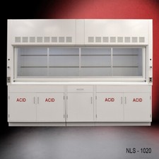 10' x 4' Chemical Fume Hood w/ ACID Storage Storage / 24" Door Drawer /E1-931