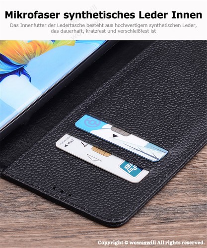 Echtleder Klapphülle Kartenfach Ständer Geldbeutel für iPhone 15 Pro Max 15 Plus - Picture 7 of 14