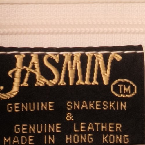Vintage Clutch Jasmin Leather Suede Snakeskin Light Cream Snap Bag Purse - Picture 8 of 22