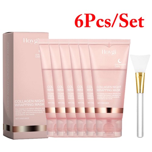 10/6PCS Collagen Overnight Wrapping Peel Off Facial Mask Renewal Night Skin Care - Picture 30 of 32