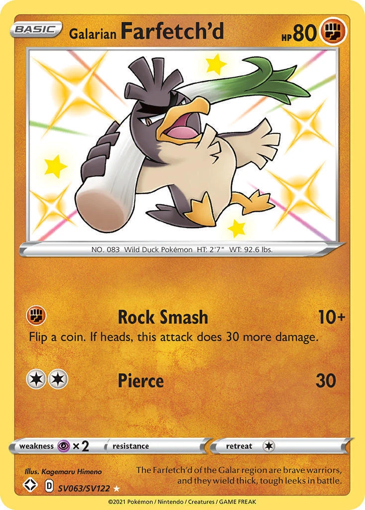Pokemon Card Galarian Farfetch'd SV063/SV122 Shiny Holo Rare Shining F – TOYSUCKER