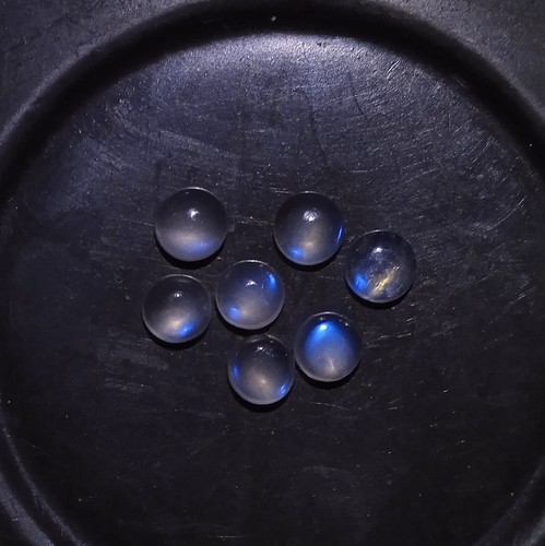 3.6 Carat Natural Blue Rainbow Moonstone Round Shape 7 Pcs Lot Cabochon Gemstone - Picture 19 of 24