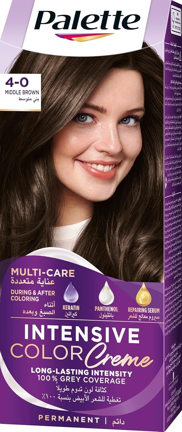 SCHWARZKOPF PALETTE INTENSIVE LONG LASTING COLOR CREME DYE - MIDDLE BROWN 4-0