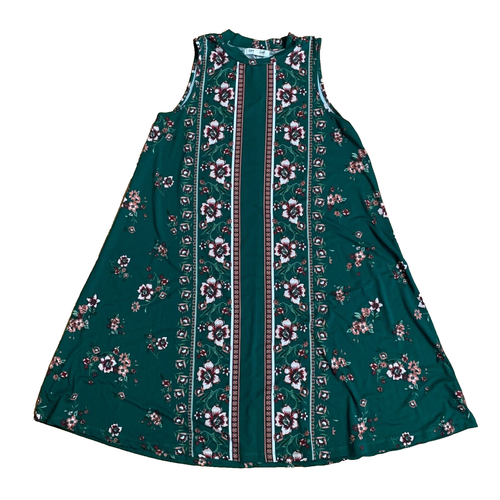 NEW Green Floral Dress Sleeveless Sundress Short Living Doll Los Angeles Large