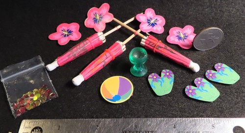 Creative Kit: Luau Beach Green Goblet Pink Umbrella Decor Mix 1:12 AS IS CK7708 - Picture 2 of 2