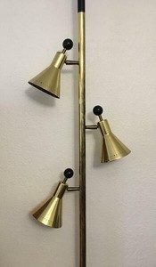 Vintage Mid Century Modern Retro Stiffel Tension Pole Lamp 3 Way Gold Light Vintage Mid Century Modern Retro, Stiffel Tension Pole Floor Lamp