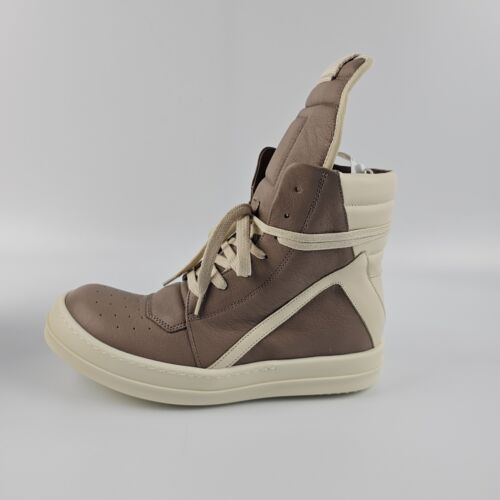 Rick Owens Hollywood Geobasket $1185 Women's Flesh/Milk Leather Sneakers New - Picture 4 of 11
