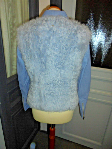 Warme Lederjacke mit Lamm Fell JOOP gr 36 hellblau gefüttert WIE NEU - Bild 7 von 8