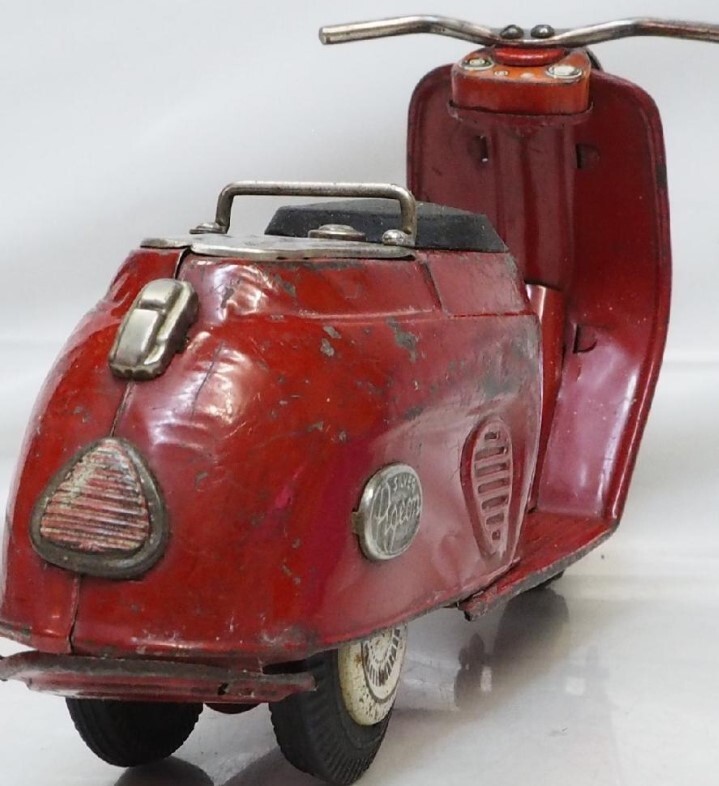 B.C.BANDAI tin miniature car motorcycle Mitsubishi Silver