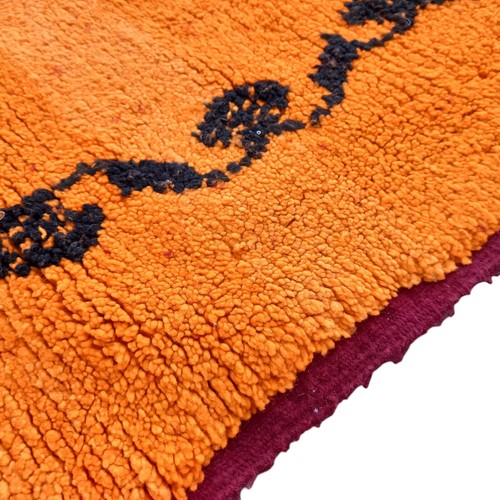 Vintage Moroccan Handmade Orange Rug Boujaad Kilim Berber Tribal Wool Carpet 6x3 - Picture 16 of 24