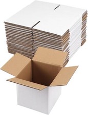 Hoikwo 5x5x5 Shipping Boxes Set of 25, White Corrugated 5x5x5, 