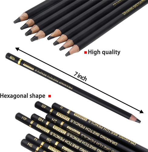TAMATA Professional Drawing Sketching Pencil Set - 12 Pieces Art Drawing Graphit - Picture 7 of 7