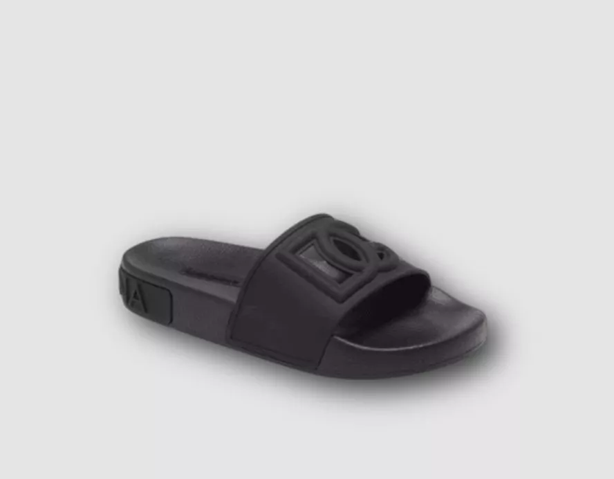 375 Dolce Gabbana Women s Black Interlock Slide Sandal Shoe Size US 9 EU 39
