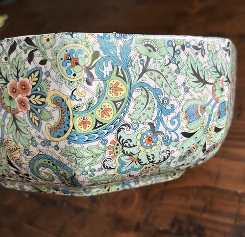 Empire Ware Chintz Bowl Fruit Large England Green Blue Black Octagonal Art Deco - Picture 13 of 15