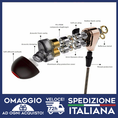 Auricolari con filo jack 3,5 microfono cursore volume super bassi universali🇮🇹 - Foto 2 di 16