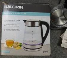 Kalorik Rapid Boil Electric Kettle 1.7 Liter Glass Kettle Open Box NEW