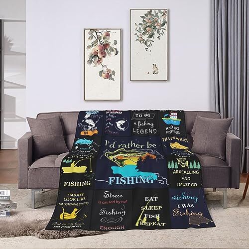 Gifts for Men,Blanket,Funny Fish Blanket for Men Boy, for 50"x40" Fishing - Picture 8 of 8