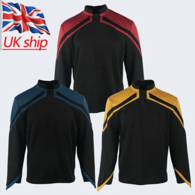 HANDMADE For Admiral JL Picard Uniforms Startfleet Male Red Gold Blue Men Shirts Costume