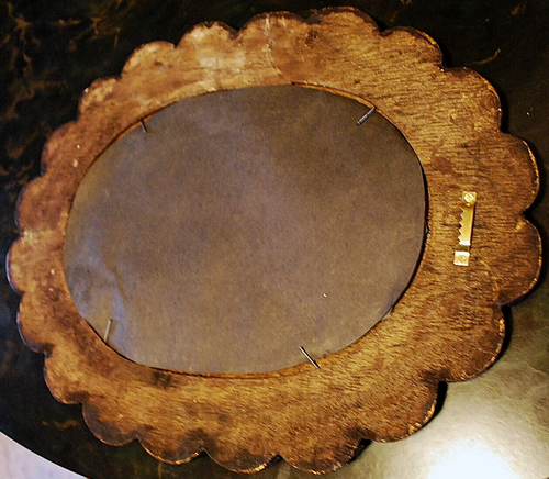 Specchio da parete vintage PERUVIANO CUZCAJA VETRO FLOREALE DIPINTO AL ROVESCIO legno dorato oro 15" - Foto 9 di 18
