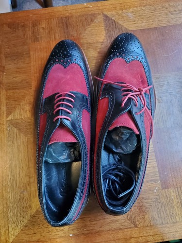 Edouard de Seine Paris men's luxury shoes two tone black leather red suede