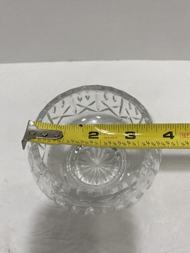 Vintage 4"" geschnittene Kristallschale mit Metall Blumenfrosch 3-1/4"" hoch - Bild 7 von 7