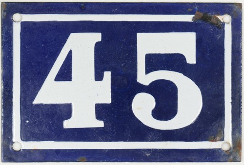 Old blue enamel French house number 45 door gate wall plate - thousands in stock - Picture 7 of 7