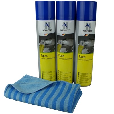 Normfest Topas Scheibenreinigungsschaum 3x 400ml inkl. Glastuch 