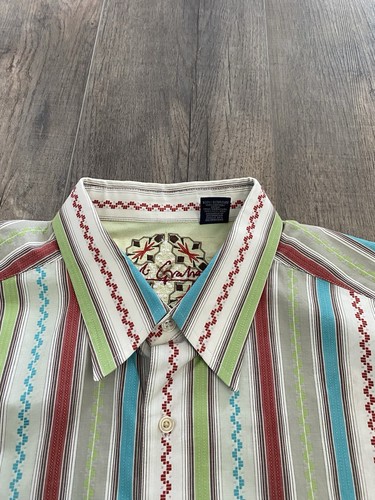 Camicia Robert Graham a righe con polsino e bottoni classica da uomo taglia XL colletto boho - Foto 5 di 17