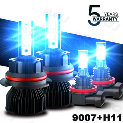 8000K For Chevrolet Cobalt 2005-2010 LED Headlight + Fog Light Bulbs 9007+H11