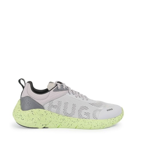 HUGO Mens Trainers Grey Casual Sneakers With Logo Wayne Runn - Size 8 - Picture 1 of 10