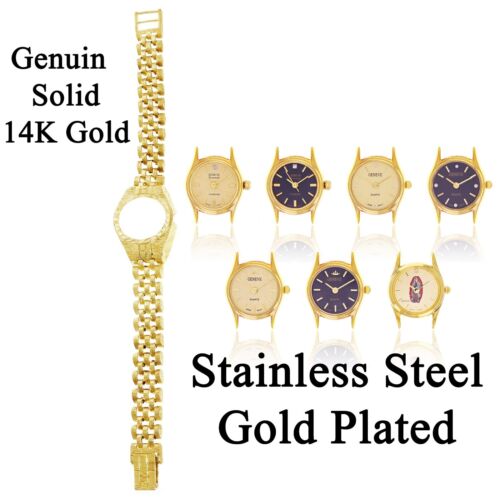 Orologio da polso donna oro giallo 14 kt Link Geneve diamante 6-6,5" 24,5 grammi - Foto 3 di 5