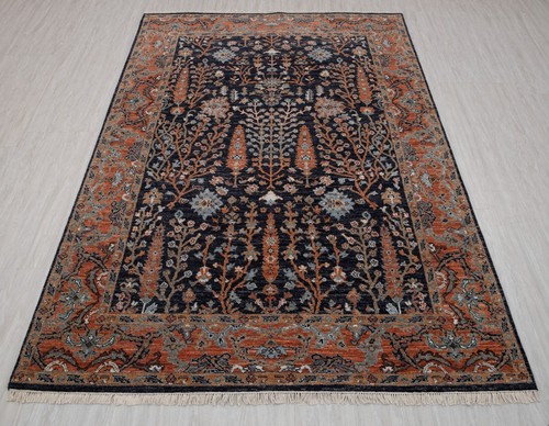 Navy Rust Cypress Tree Fine Quality Weave Soft Wool Hand Knotted Customize Rug - Picture 2 of 18