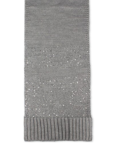 Michael Kors Sequin- Striped Muffler Scarf in (PEARL HEATHER GRAY) Msrp $58. - Picture 2 of 2